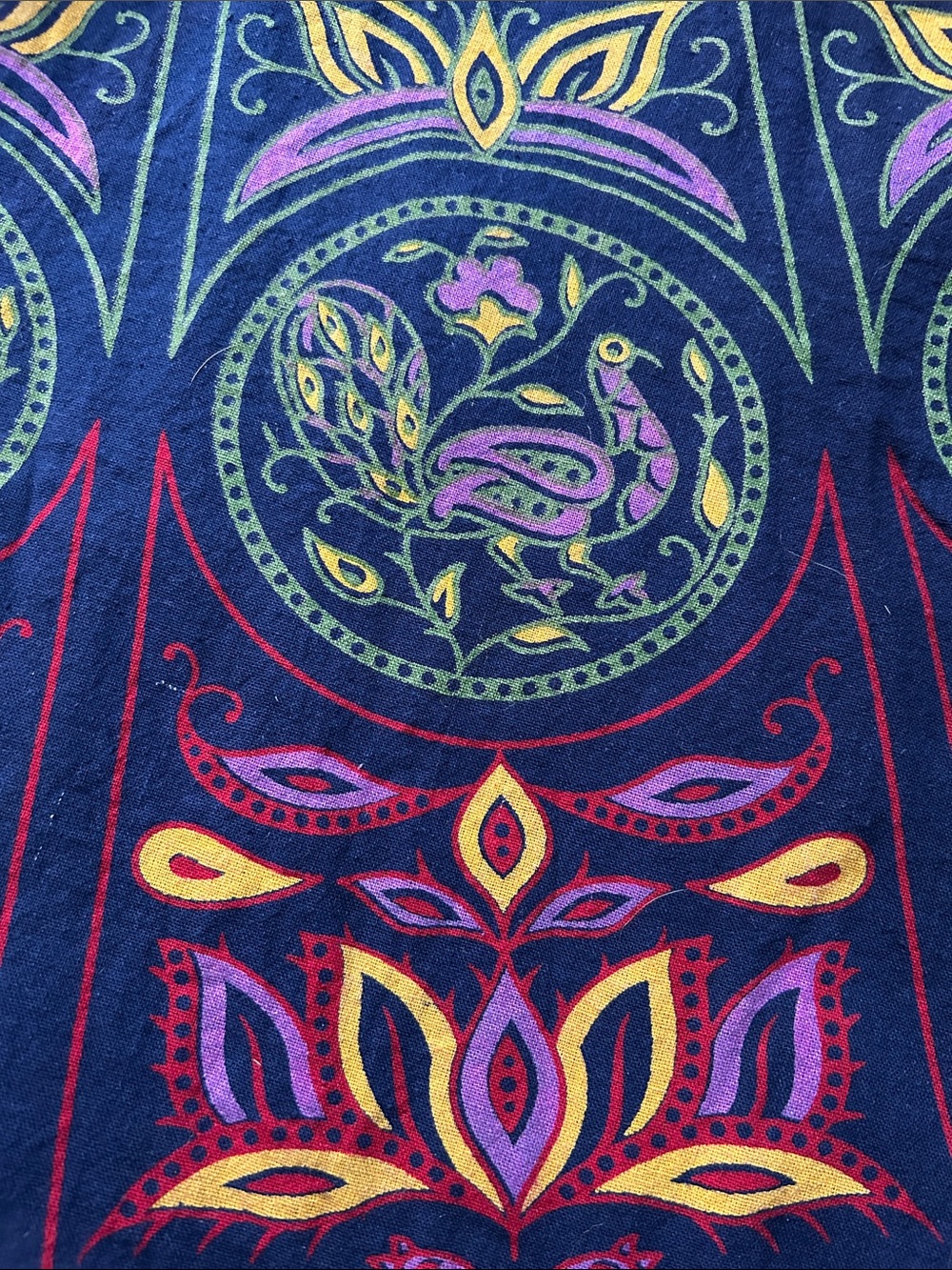 Boho Navy Maxi Skirt with Colorful Elephant Camel Peacock Medallions - Picture 11 of 11